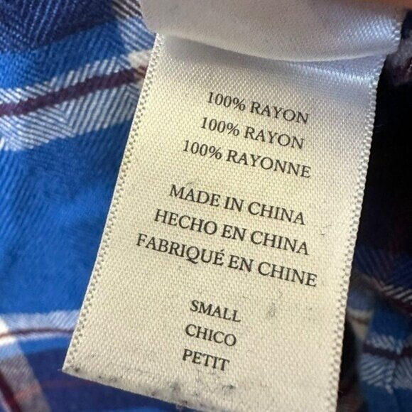 Rails Britt Women's S Cap Sleeve Top Santorini Royal Blue Plaid Button Down Soft - Picture 6 of 8